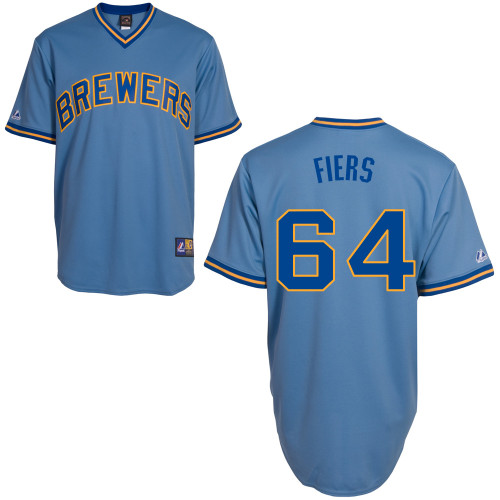 Mike Fiers #64 mlb Jersey-Milwaukee Brewers Women's Authentic Blue Baseball Jersey